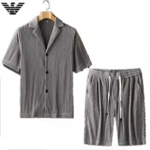 emporio armani manche courte survetement grandes marques  shirt and short sets ea2024 gris